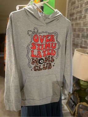 Gray "Overstimulated Moms Club" Graphic Crewneck Sweatshirt